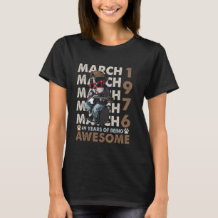 T-shirt Légendes du 49e anniversaire des hommes mars 1976