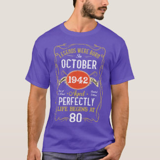T-shirt Légendes Né En Octobre 1942 80e Anniversaire 80 An