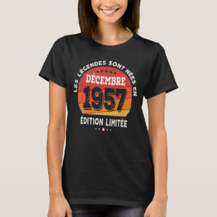 T-shirt Légendes Nées En Décembre 1957 65e Anniversaire 65