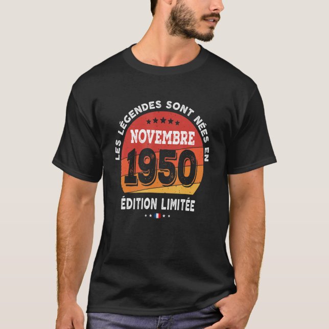 T-shirt Légendes Nées En Novembre 1950 72e Anniversaire 72 (Devant)