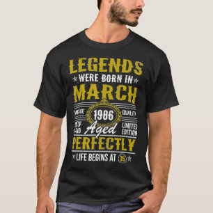 T-shirt Légendes Où Est Né En Mars 1986 Âgé 35 Ans