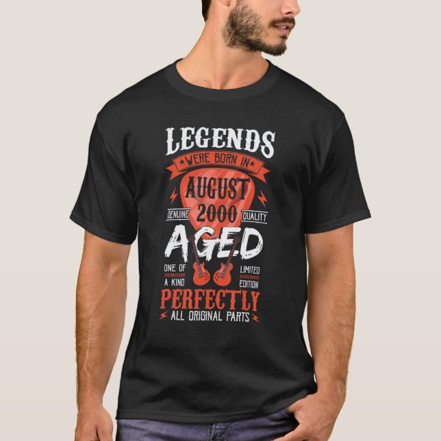 T-shirt Légendes sont nées en août 2000  Médium de guitare (Devant)