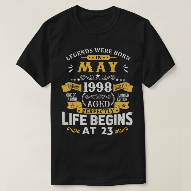 T-shirt Legends Were Born In May 1998  23rd Birthday  (Design devant)