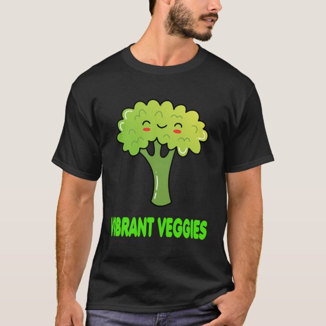 T-shirt Légume Vibrant Cute Funny Broccoli Vegan Designs (Devant)