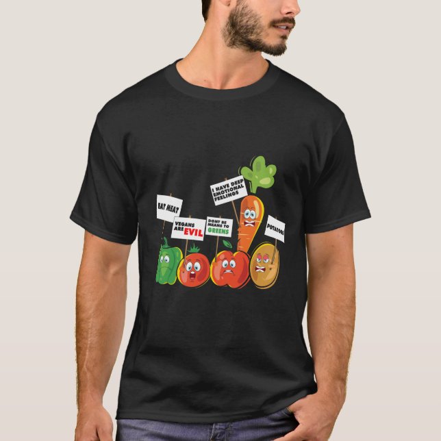T-shirt Légumes amusants Pro Meat Anti-Vegas (Devant)