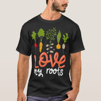 T-shirt Légumes et jardinage J'aime mes racines Vegan Veg