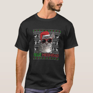 T-shirt L'égyptien Mau Cat Feliz Meowidad Noël drôle