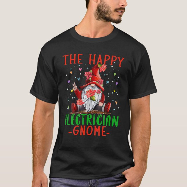 T-shirt L'électricien heureux Gnome Christmas Electrician (Devant)