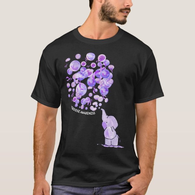 T-shirt L'éléphant Bombarde violet Surdose Aware (Devant)