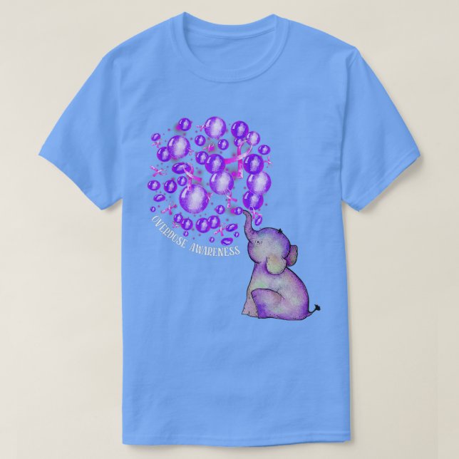 T-shirt L'éléphant Bombarde violet Surdose Aware (Design devant)