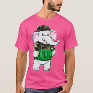 T-shirt L'éléphant comme soldat avec casque uniforme