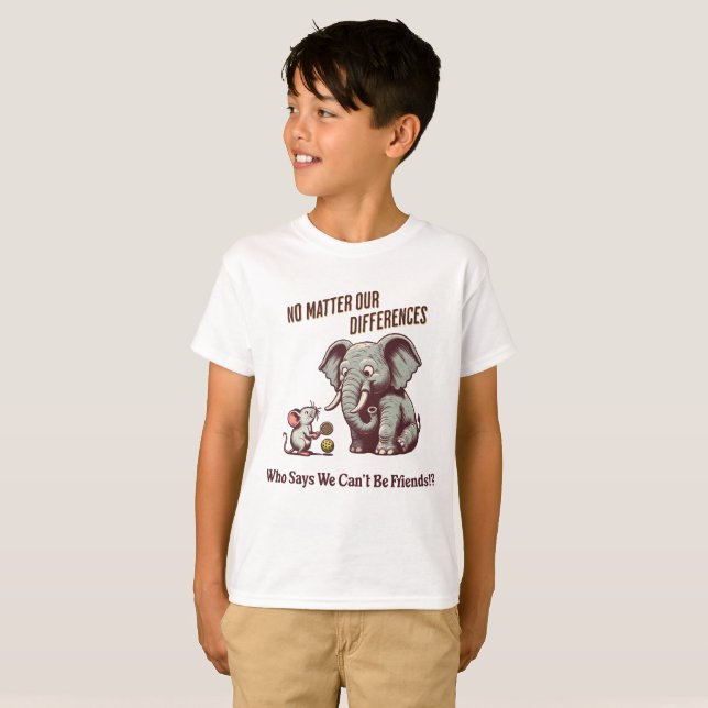 T-shirt L'Éléphant et la Souris Amis (Devant entier)