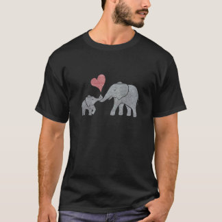 T-shirt L'éléphant étreint la maman et le bébé gris avec