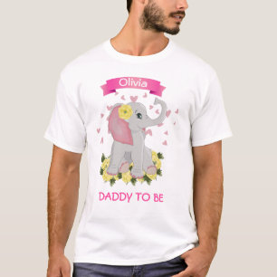 T-shirt L'éléphant rose personnalisé Papa sera baby shower