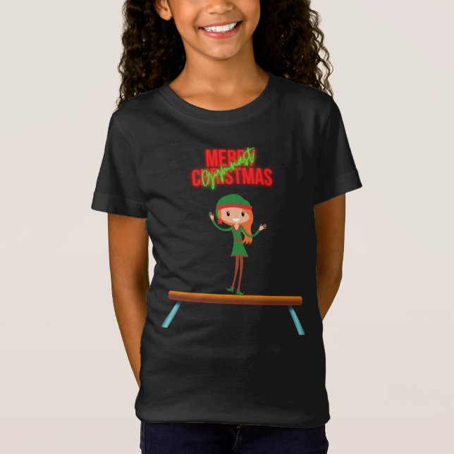 T-Shirt L'elfe de gymnastique de Noël (Devant)
