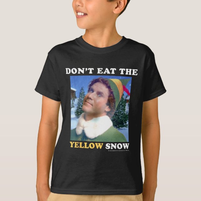 T-shirt L'elfe ne mange pas la neige jaune  (Devant)
