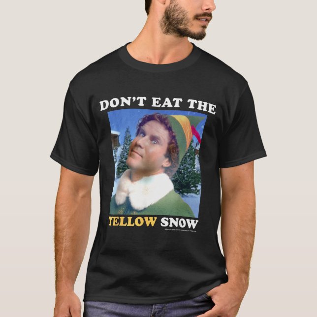 T-shirt L'elfe ne mange pas la neige jaune  (Devant)
