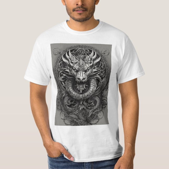 T-shirt "L'Embrace du Dragon : Tee de Fusion Celtique" (Devant)
