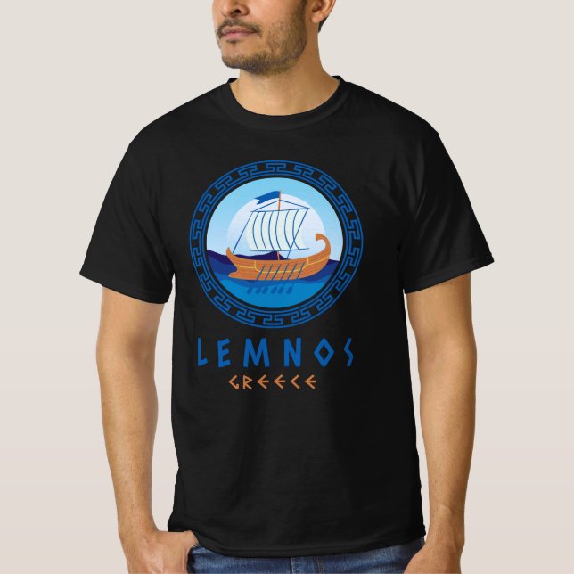 T-shirt Lemnos, Grèce Greek Ship Design Hommes (Devant)