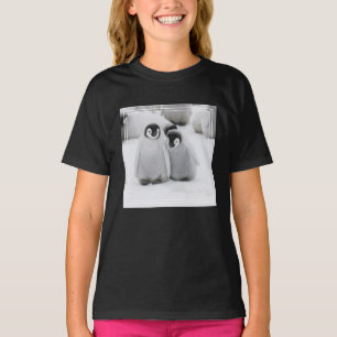 T-shirt L'empereur Penguin Chicks sur la glace en Antarcti