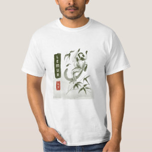T-shirt LEMUR 狐 猴 style japonais sumi-e