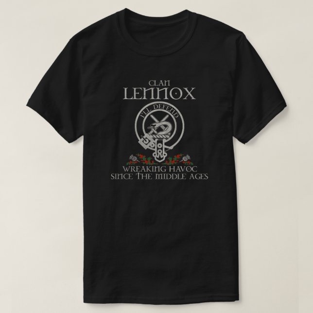 T-shirt Lennox Clan crest Scottish nom tartan Thistle (Design devant)