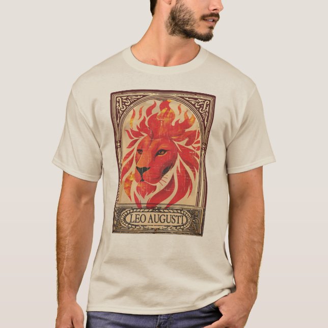 T-shirt Leo astrology august birthday zodiac lion fire (Devant)