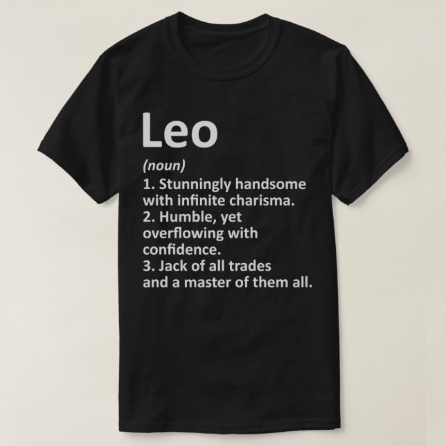 T-shirt LEO Définition Nom personnalisé Funny Birthday Gi (Design devant)