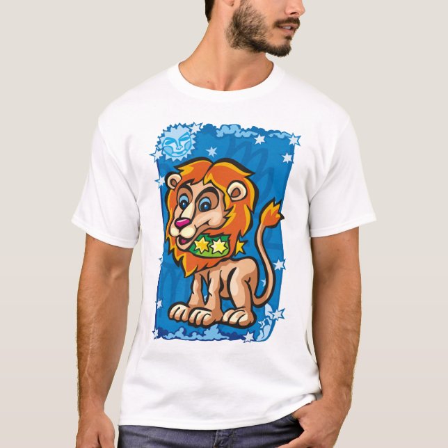 T-shirt Leo Lion dans le ciel nocturne (Devant)