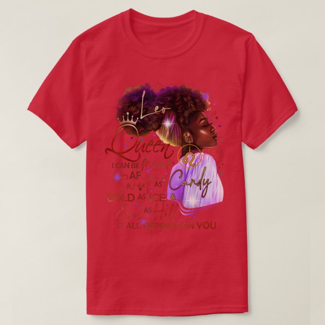 T-shirt Leo Queen Sweet As Candy Cadeau Anniversaire Pour  (Design devant)