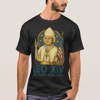 T-shirt Leo Xiv Nouveau Pape Nouvel Espoir Drapeau Rétro V