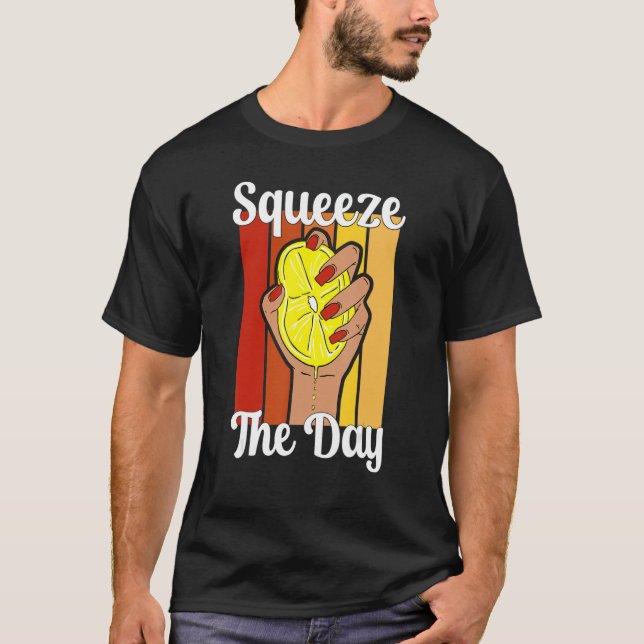T-shirt Léonade Stand Squeeze Day Fruit Juice Pun Ret (Devant)
