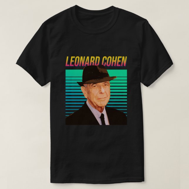 T-shirt Leonard Cohen Retro Portrait (Design devant)