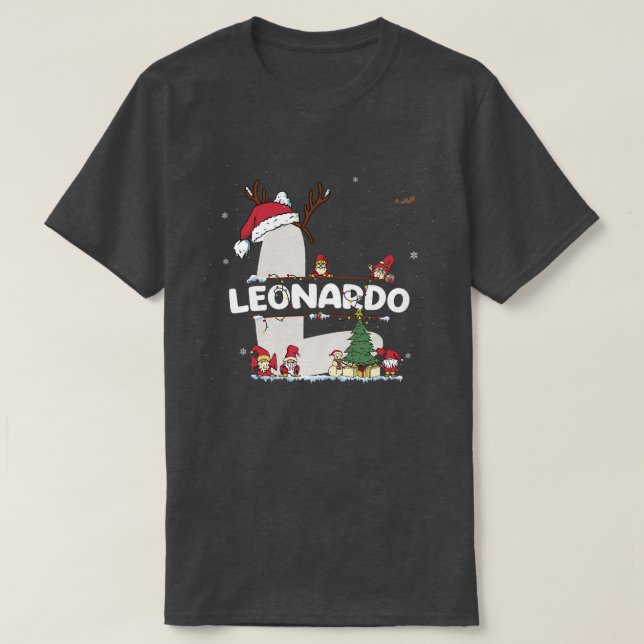 T-shirt Leonardo Christmas  w Leonardo Name for funny Xmas (Design devant)