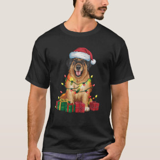 T-shirt Leonberger Éclairage de Noël Chapeau de Père Noël