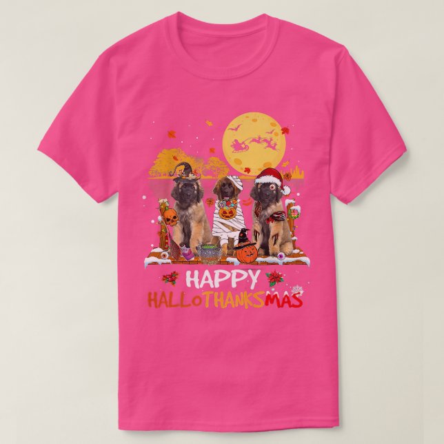 T-shirt Leonberger Hallothanksmas Halloween Thanksgi (Design devant)