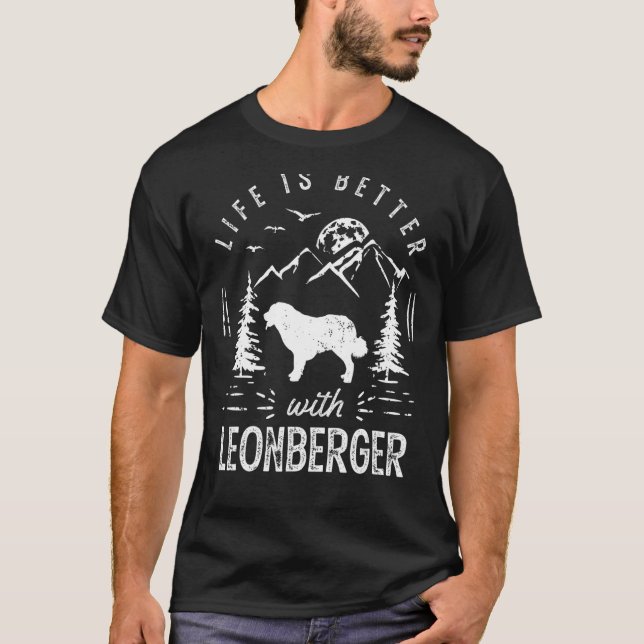 T-shirt Leonberger Life Better Papa Chien (Devant)
