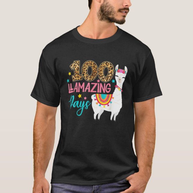 T-shirt Leopard 100 Jours De Llamazing Llama Enseignant 10 (Devant)