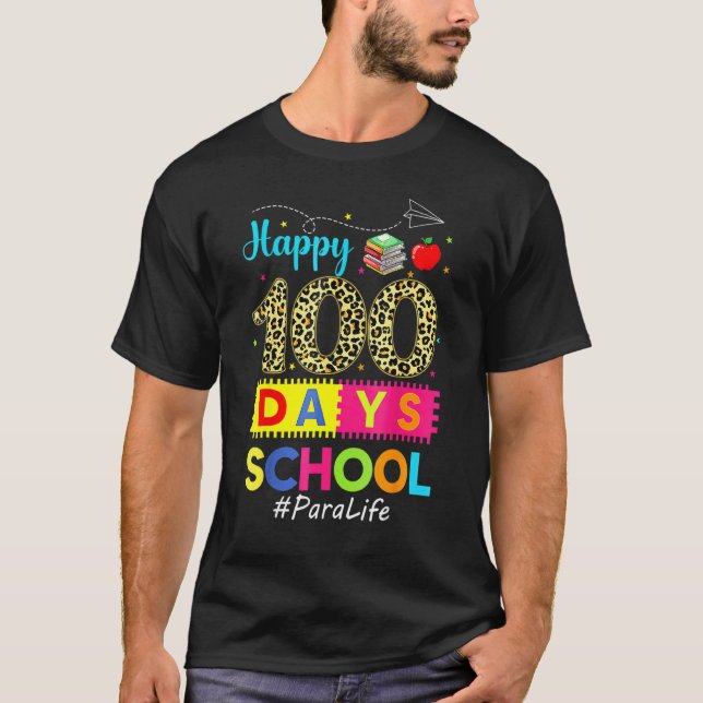 T-shirt Leopard 100e Jour De L'École Para Life 100 Jours S (Devant)