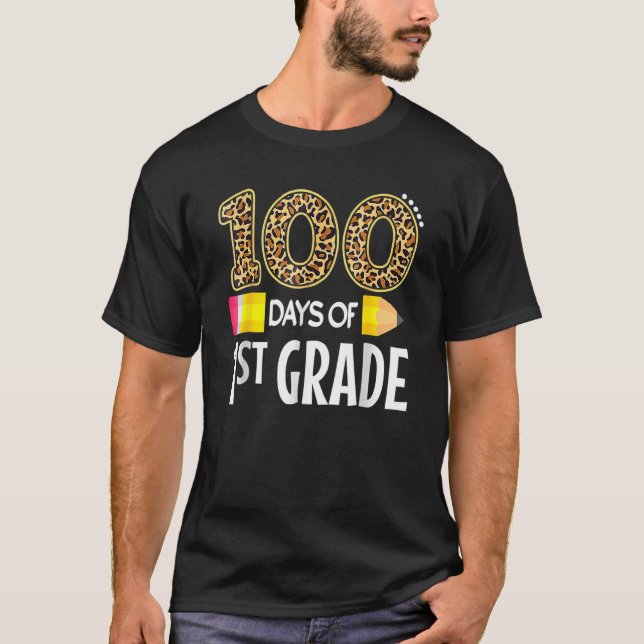 T-shirt Leopard 100e jour de l'enseignant de l'équipe de 1 (Devant)
