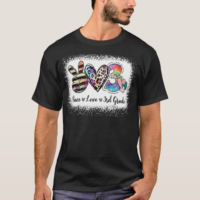 T-shirt Leopard 3e grade Bleached Tie Dye Paix Aimer leur (Devant)