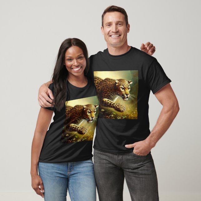 T-shirt Leopard (7) Chat sauvage (Unisexe)