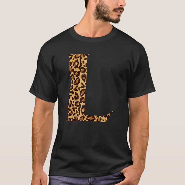T-shirt Leopard Alphabet L Enseignants Étudiants Enfants (Devant)