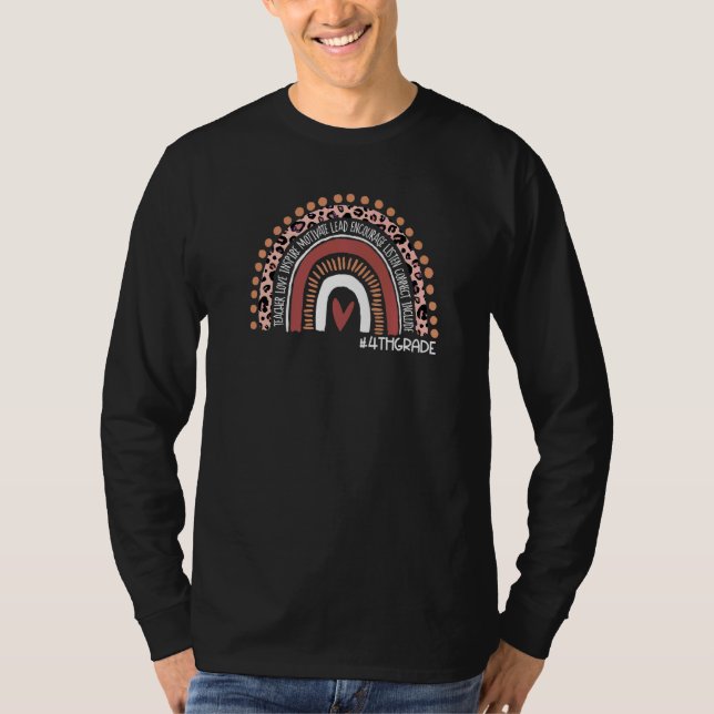 T-shirt Leopard Arc-en-ciel Bonjour 4e année enseignant Pr (Devant)
