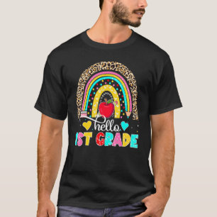 T-shirt Léopard Arc-en-ciel Bonjour Professeur de 1re anné