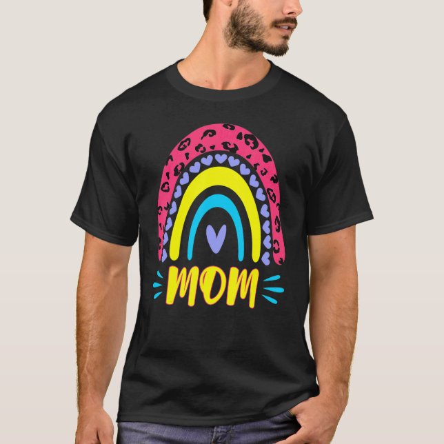 T-shirt Léopard arc-en-ciel Cheetah Imprimer maman graphiq (Devant)