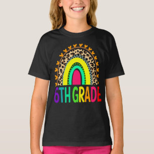 T-shirt Leopard arc-en-ciel de 6e année Retour à l'école T
