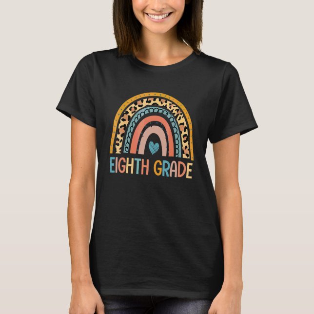 T-shirt Léopard arc-en-ciel de huitième année Professeur d (Devant)
