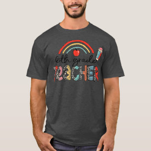 T-shirt Leopard Arc-en-ciel Enseignant 6e année Retour à l