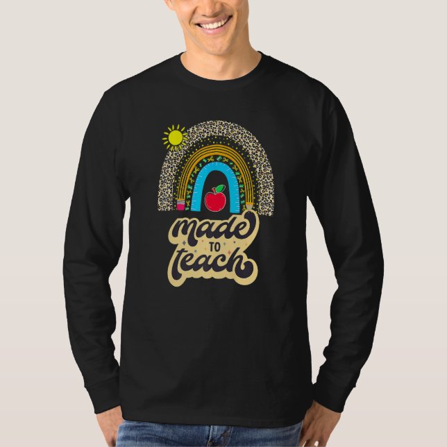 T-shirt Léopard Arc-En-Ciel Fait Pour Enseigner  Enseignan (Devant)